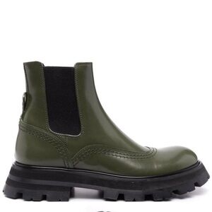 NEW Alexander McQueen Wander Chelsea Boot Green/Black 36